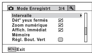 PENTAX WG-10 - Réglage de la prise de vue par intervalles - 1