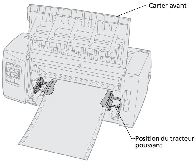 LEXMARK FORMS PRINTER 2400 - Position du tracteur poussant - 1