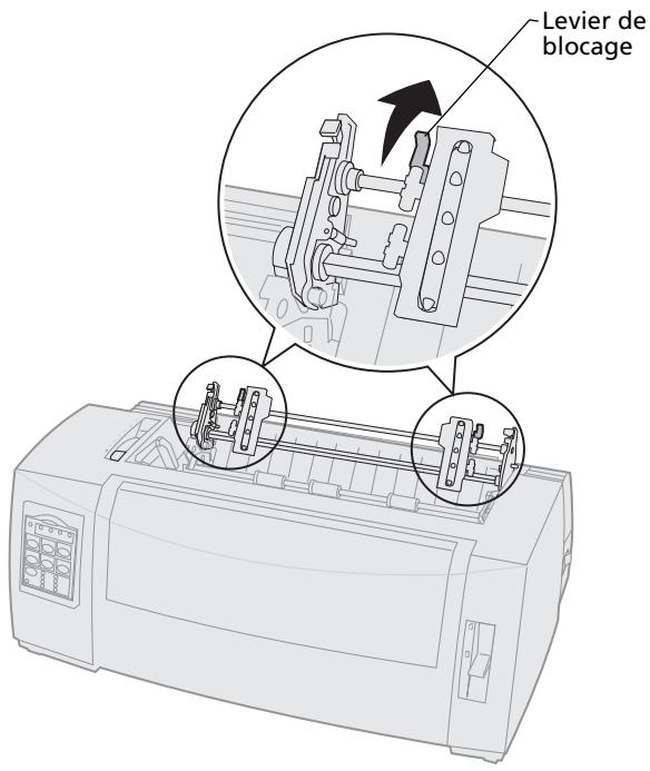 LEXMARK FORMS PRINTER 2400 - Installez les perforations du papier sur les butees du tracteur. - 2