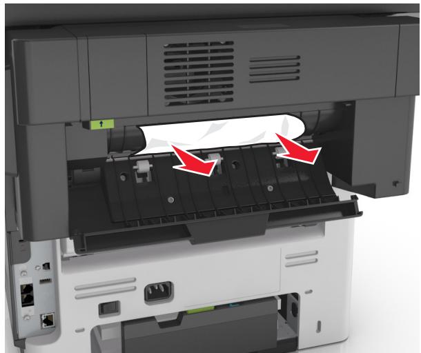 LEXMARK MX611DE - Bourrage papier dans la porte arrêté de l'unité de finition - 2