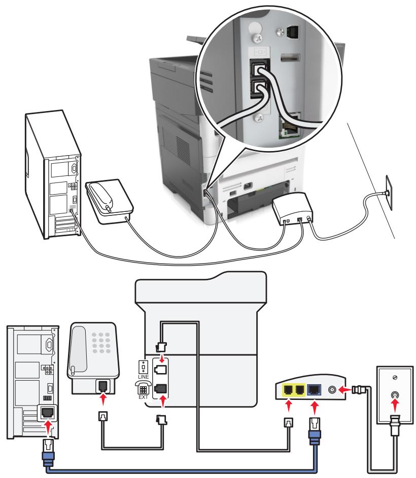 LEXMARK MX611DE - Configuration 1 : L'imprimante est connectée au modem cable - 1