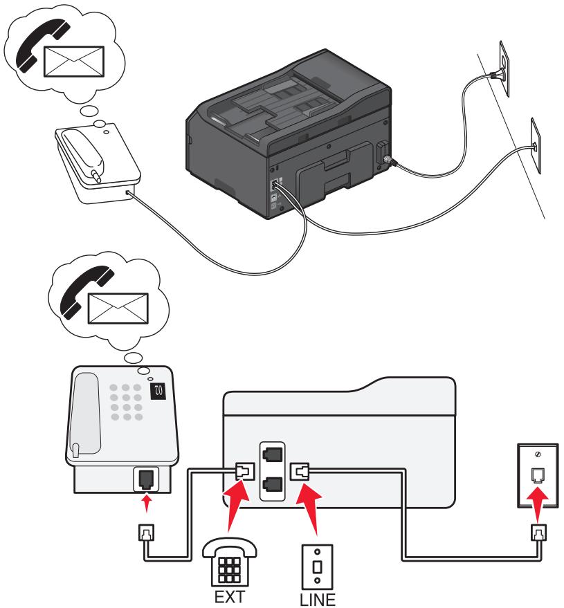 LEXMARK OFFICEEDGE PRO 4000 - Setup 3: Printer is sharing the line with a telephone subscribed to voice mail service - 1