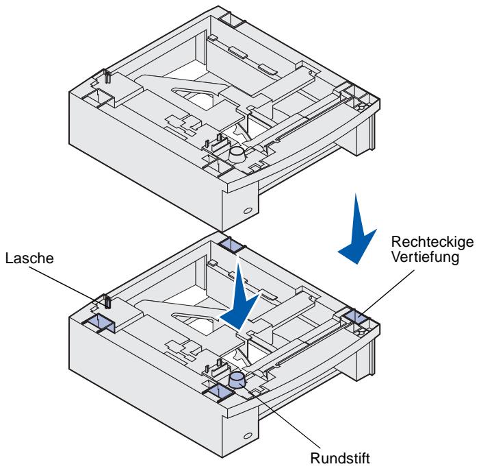 LEXMARK T634 - Installieren eines optionalen 250-Blatt- oder 500-Blatt-Fachs - 3