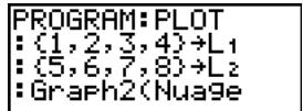 TEXAS INSTRUMENTS TI-76.FR - Définition d'un graphe statistique dans un programme - 4