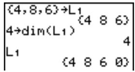 TEXAS INSTRUMENTS TI-76.FR - Redimensionner une liste avec dim( - 1