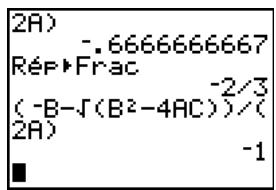 TEXAS INSTRUMENTS TI-76.FR - Conversion en une fraction : la formule quadratique - 5