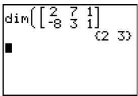 TEXAS INSTRUMENTS TI-84 PLUS SILVER - Accès aux dimensions de la matrice avec dim( - 1