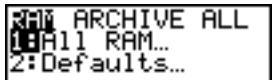 TEXAS INSTRUMENTS TI-84 POCKET.FR - Afficher le menu RAM archive ALL - 1