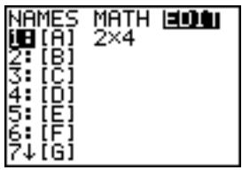 TEXAS INSTRUMENTS TI-84 POCKET.FR - Sélection d'une matrice - 1