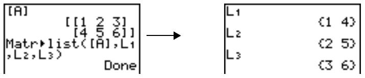 TEXAS INSTRUMENTS TI-84 POCKET.FR - Matrice list(matrice, NOMLISTE1, NOMLISTE2,..., nomlsten) - 1
