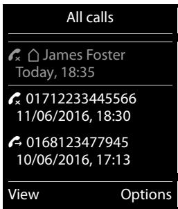 GIGASET R650H - Calling back a caller from the call list: - 1