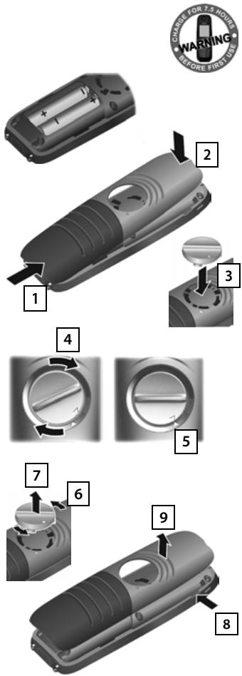 GIGASET R650H - Inserting the batteries and closing the battery cover - 2