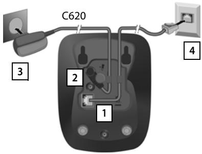 GIGASET 620 - Connexion de la base au réseau téléphonique et au secteur - 2