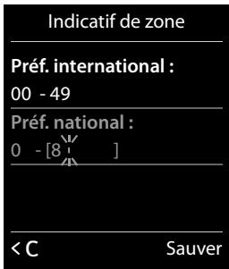 GIGASET 620 - Réglage de vos propres indicateurs locaux et internationaux - 11