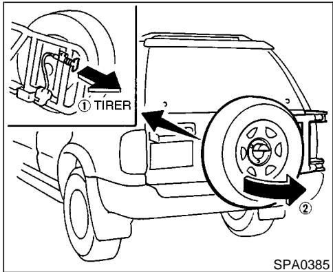NISSAN PATHFINDER 1999 - SUPPORT DE ROUE DE SECOURS (si le vehicule en est équipé) - 1