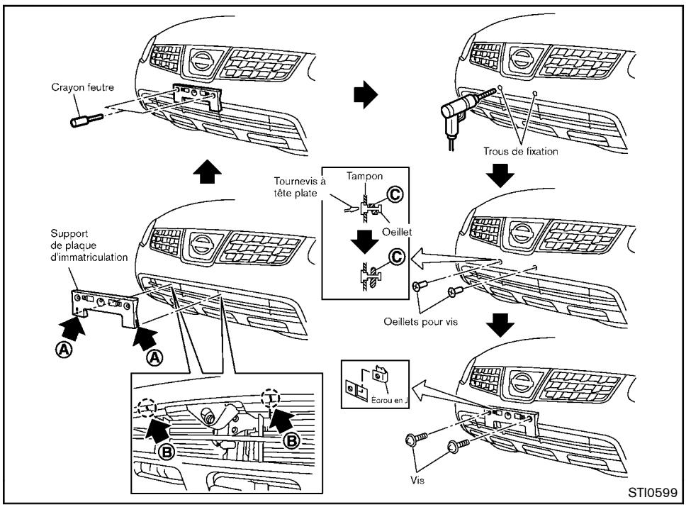 NISSAN ROGUE 2013 - INSTALLATION DE LA PLAQUE D'IMMATICULATION FRONTALE - 1