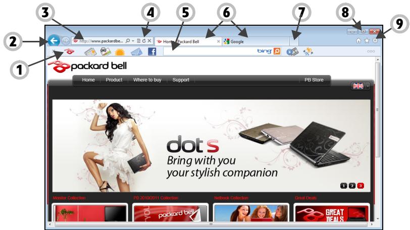PACKARD BELL DOT SC 3/W-010FR - Funktioner i Internet Explorer - 1