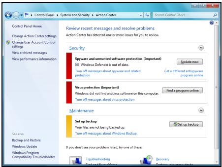 PACKARD BELL DOT SC 3/W-010FR - Windows Action Center - 1