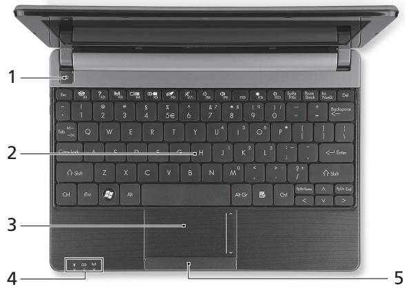 PACKARD BELL DOT SC-001FR - VISNING OVENFRA - TASTATUR - 1