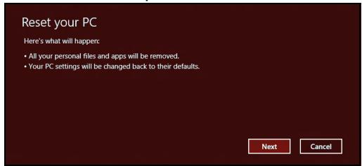 PACKARD BELL LV44HCG-32344G50MNWS - Caution: 'Restore Factory Settings' will erase all files on your hard drive. - 1