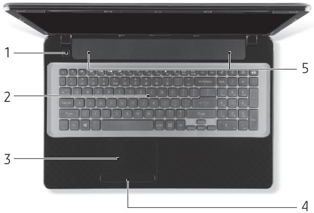 PACKARD BELL LV44HCG-32344G50MNWS - VISNING OVENFRA - TASTATUR - 1