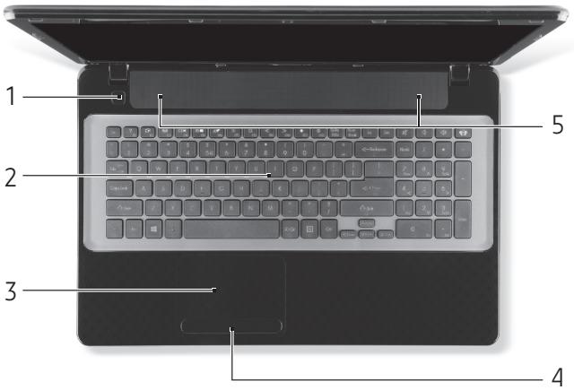 PACKARD BELL LV44HCG-32344G50MNWS - Vedere de sus - tastatură - 1