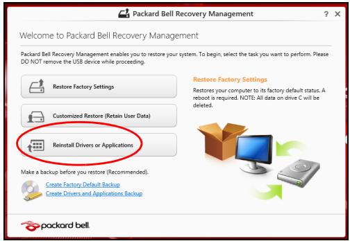 PACKARD BELL TV44HCG-B9606G75MNWB - Reinstalling drivers and applications - 1