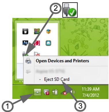 PACKARD BELL TV44HCG-B9606G75MNWB - Removing a card from a memory card reader - 1