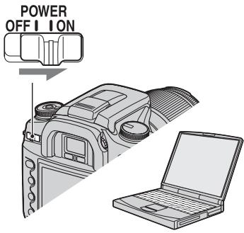 SONY ALPHA 100 - Accendere la fotocamera e il computer. - 1