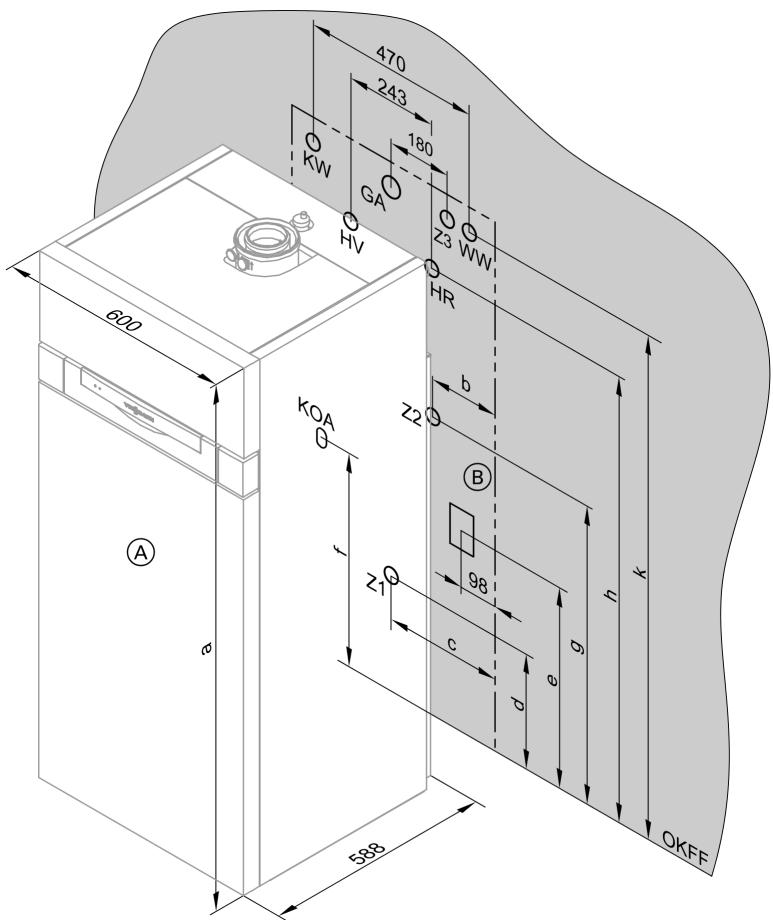 VIESSMANN VITODENS 333-F - Travaux préparatoires à l'installation dans le gros oeuvre avec l'ensemble de raccordement Réf. 7199 506 - 3