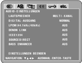 DENON A11 - Wenn "AUDIO-EINSTELLUNGEN" angewählt ist - 1