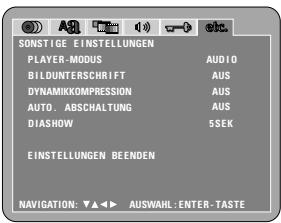 DENON A11 - Wenn "SONSTIGE EINSTELLUNGEN" angewählt ist - 1