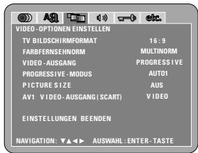 DENON A11 - Wenn "VIDEO-OPTIONEN EINSTELLLEN" angewählt ist - 1