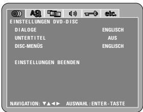 DENON A11 - Wenn "EINSTELLUNGEN DVD-DISC" angewählt ist - 1