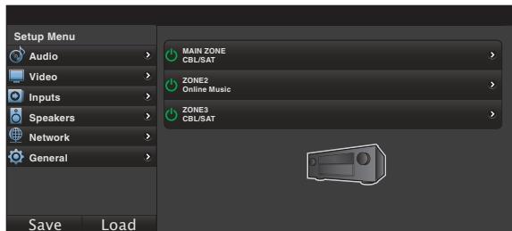 DENON AVR-X6200W, AVR-X6300H, AVRX6200W - Lorsque le menu principal est affché, cliquez sur l'élément de menu que vous pouze utiliser. - 1