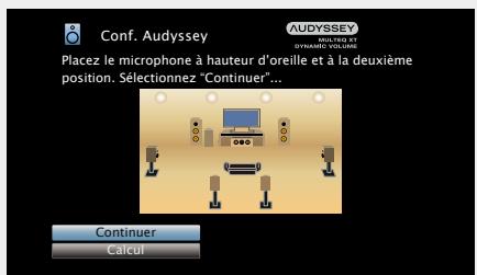 DENON RC 1167 - Dispossez le microphone de configuration à la position 2, selectionner "Continuer", puis appuyez sur ENTER. - 1