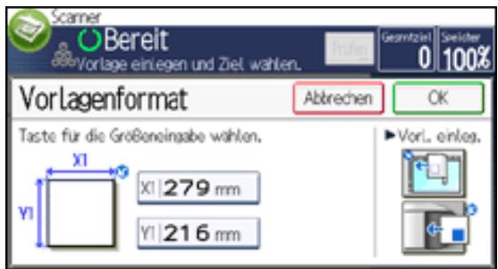 RICOH AFICIO MP301SP - Scaneinstellungen im Bildschirm für benutzerdefinierte Formate - 1