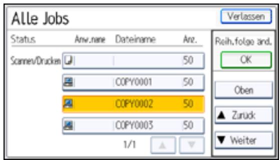 RICOH AFICIO MP301SP - Die Reihenfolge von Jobsändern - 2
