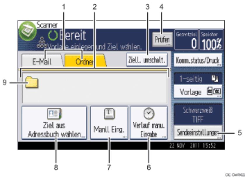 RICOH AFICIO MP301SP - [Scan-to-Folder]-Bildschirm - 1