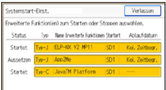 RICOH AFICIO MP301SP - Anhalten von erweiterten Funktionen über das Bedienfeld - 2