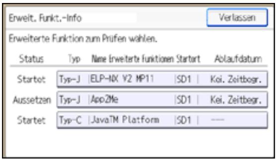 RICOH AFICIO MP301SP - Anzeigen von Informationen zu erweiterten Funktionen über das Bedienfeld - 2