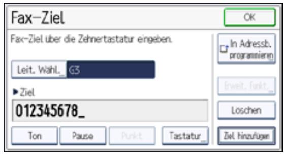 RICOH AFICIO MP301SP - Festlegen einer Faxnummer durch manuelle Eingabe - 2