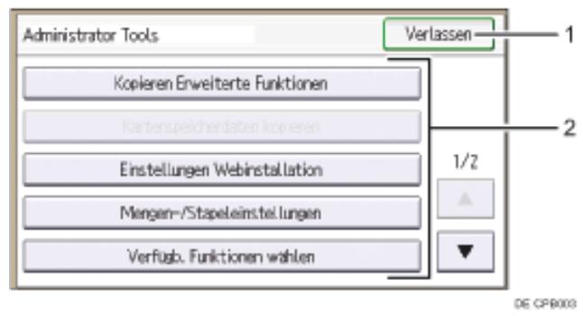 RICOH AFICIO MP301SP - Bildschirm Administrator Tools des Bedienfelds - 1
