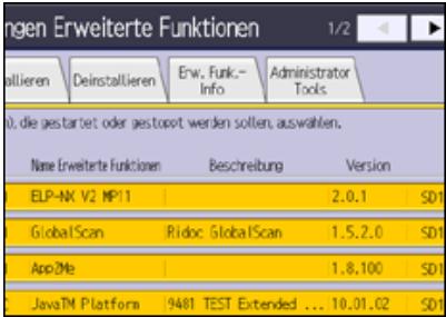 RICOH AFICIO MP6002 - Anzeigen von Informationen zu erweiterten Funktionen über das Bedienfeld - 3