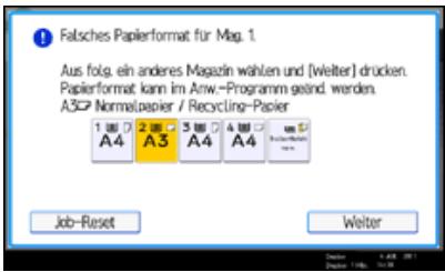 RICOH AFICIO MP7502 - Wenn ein Fehler mit dem angegebenen Papierformat und -typ auftritt - 3