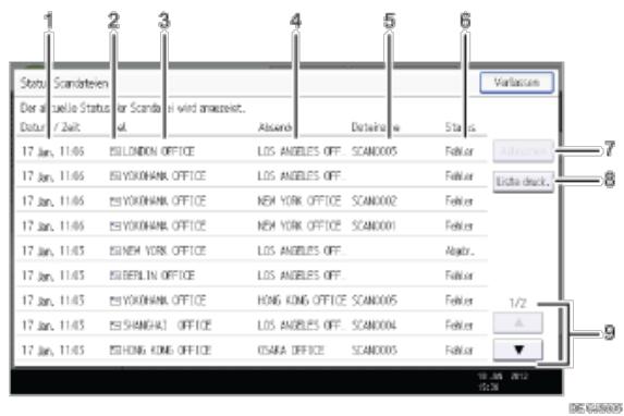 RICOH AFICIO MP7502 - [Status Scandateien]-Bildschirm - 1