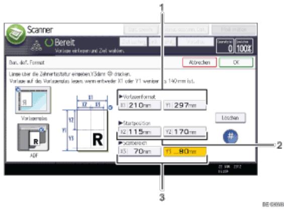RICOH AFICIO MP9002 - Einen Teil eines benutzerdefinierten Vorlagenformats scannen - 2