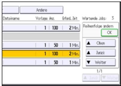 RICOH AFICIO MP9002 - Die Reihenfolge von Jobsändern - 2