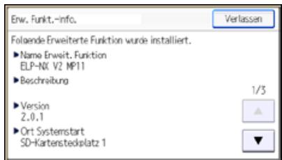 RICOH AFICIO MPC305SP - Anzeigen von Informationen zu erweiterten Funktionen über das Bedienfeld - 3
