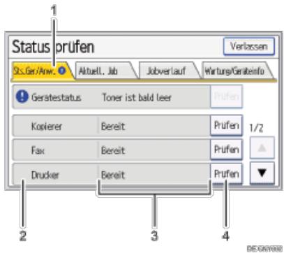 RICOH AFICIO MPC305SP - [Status prufen]-Bildschirm - 1